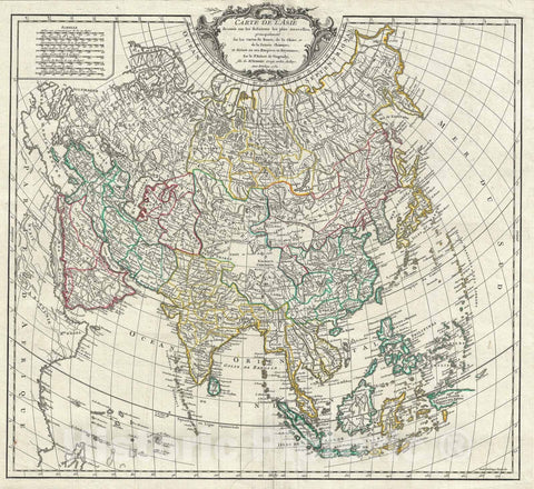 Historic Map : Asia, Vaugondy, 1750, Vintage Wall Art
