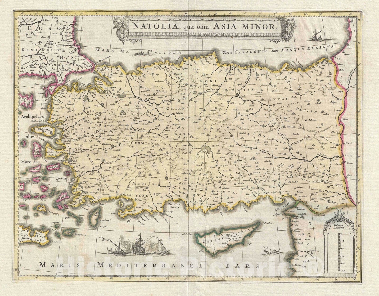 Historic Map : Turkey or Asia Minor, Schenk and Valk, 1708, Vintage Wall Art