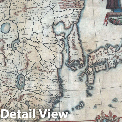 Historic Map : China, Japan, and Korea "insular", Blaeu, 1636, Vintage Wall Art