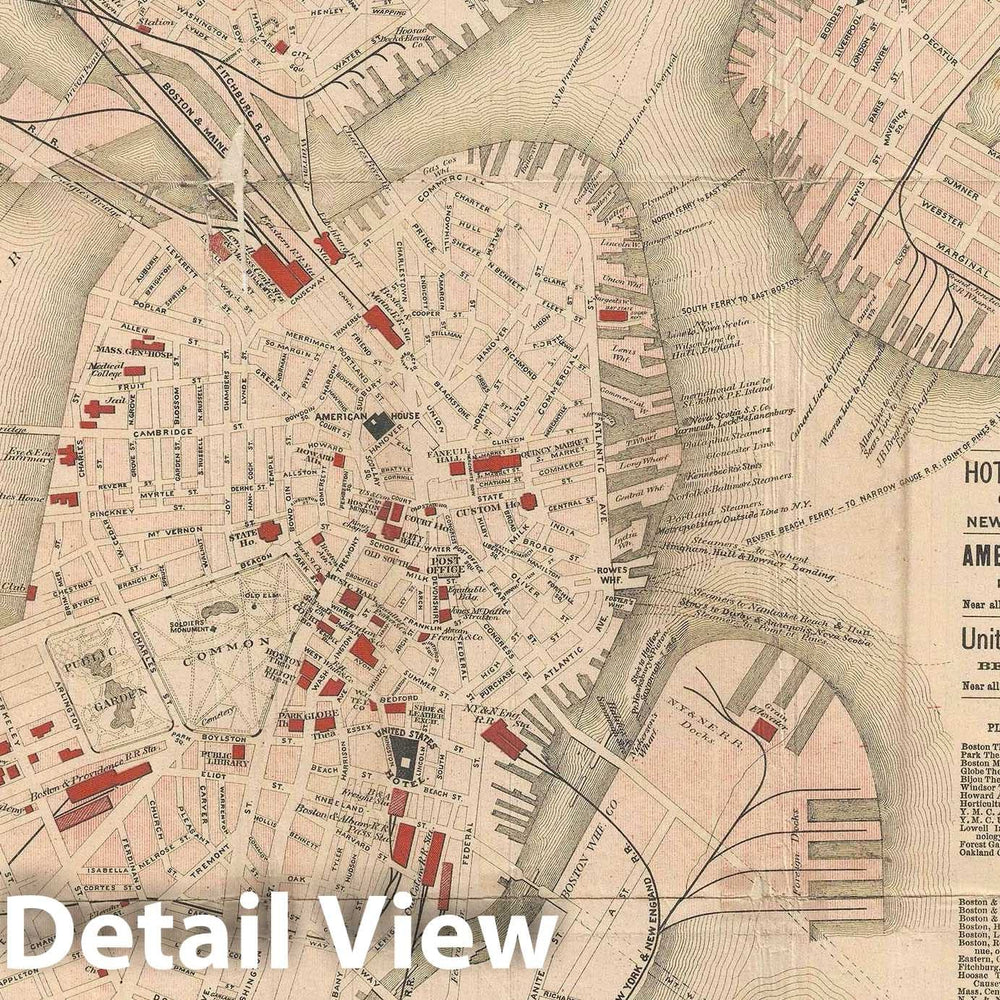 Historic Map : Plan of Boston, Massachusetts, Walker, 1883, Vintage Wall Art