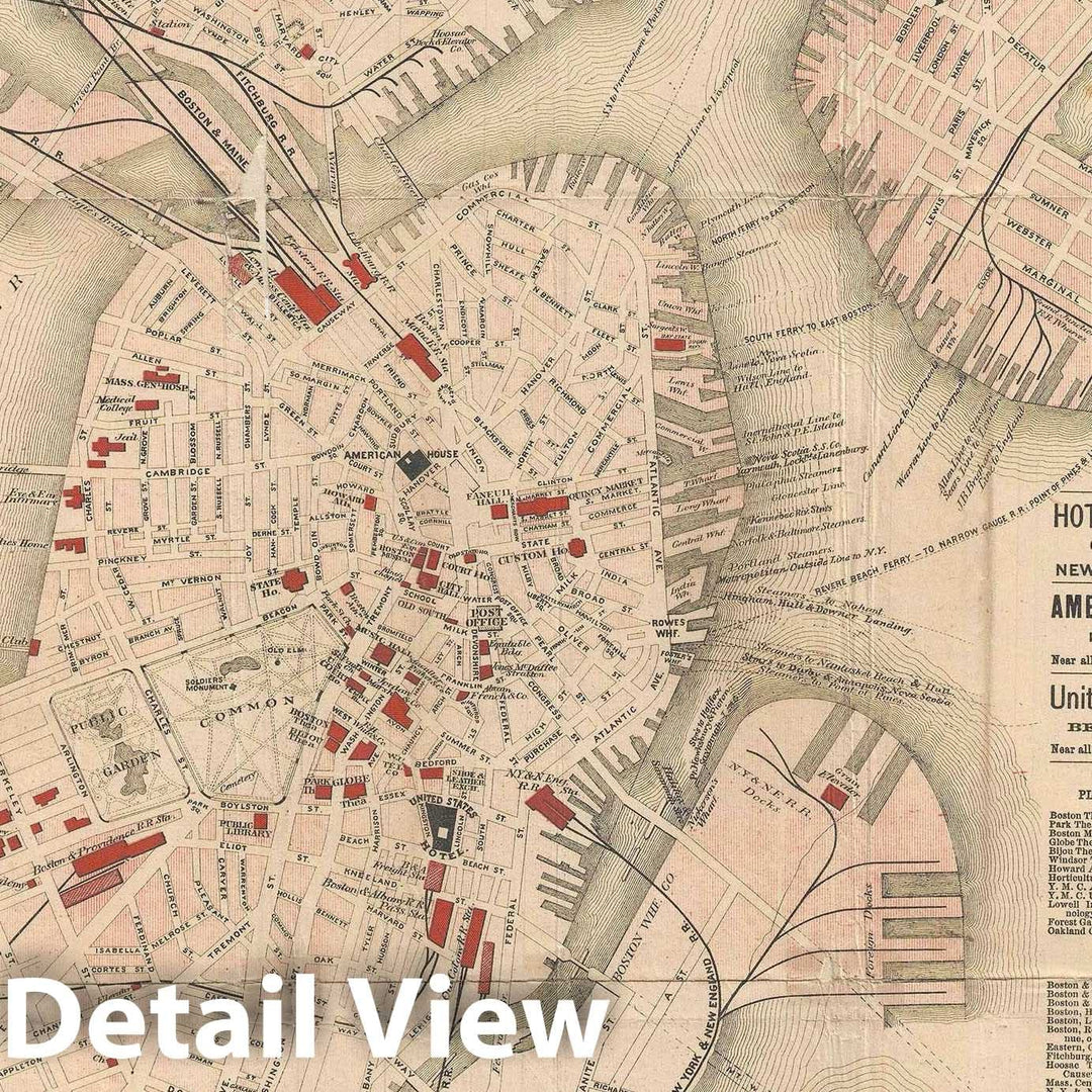 Historic Map : Plan of Boston, Massachusetts, Walker, 1883, Vintage Wall Art