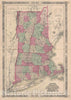 Historic Map : New England: Maine, Vermont, New Hampshire, Massachusetts, Johnson, 1865, Vintage Wall Art
