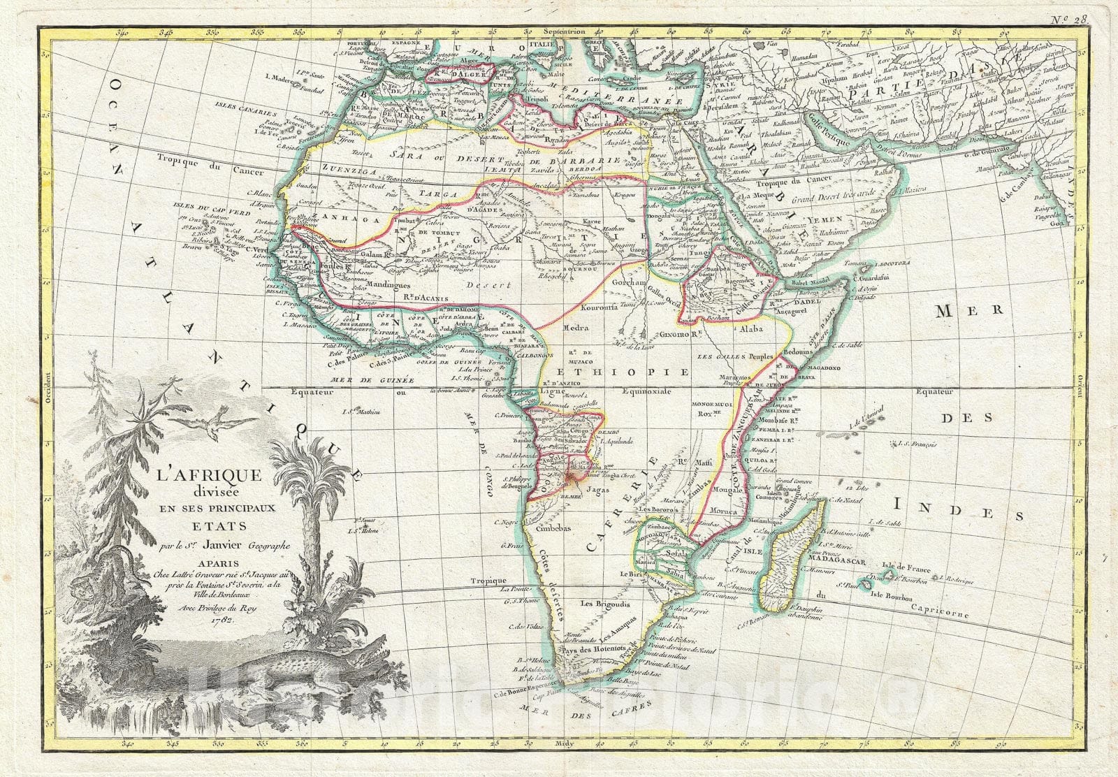 Historic Map : Africa, Janvier, 1782, Vintage Wall Art