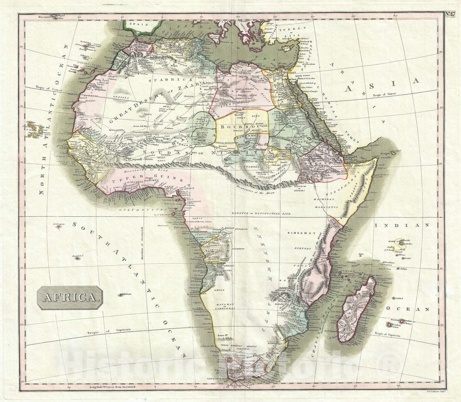 Historic Map : Africa, Thomson, 1813, Vintage Wall Art