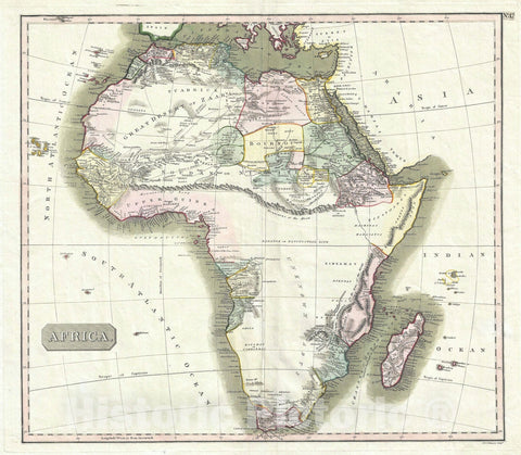 Historic Map : Africa, Thomson, 1813, Vintage Wall Art