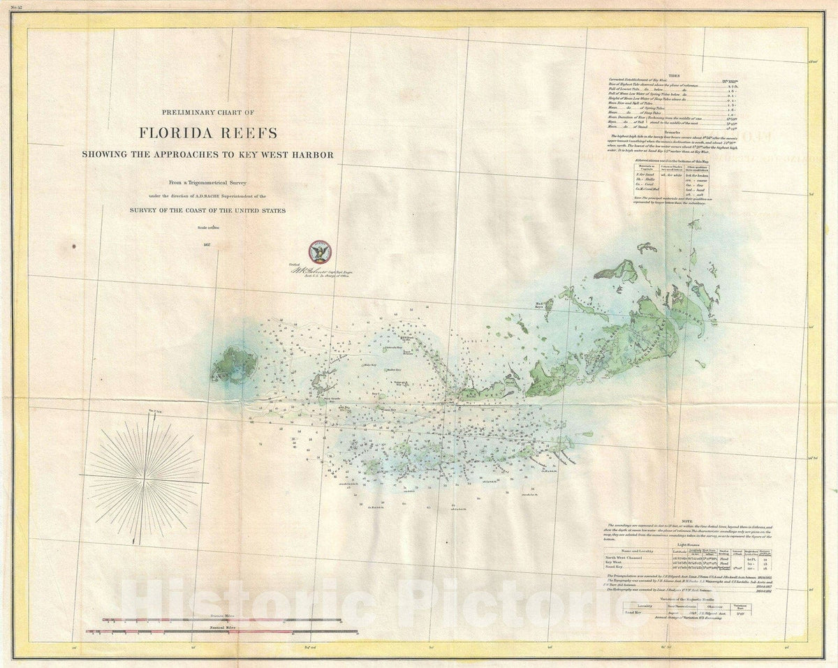 Historic Map : Nautical Chart Approaches to Key West Harbor, Florida ...