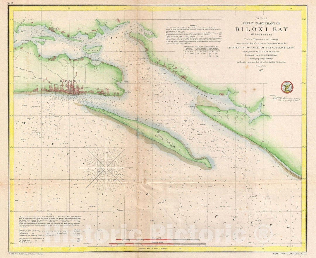 Historic Map : Biloxi Bay, Mississippi, U.S. Coast Survey, 1855 