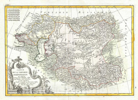 Historic Map : Central Asia, Bonne, 1771, Vintage Wall Art