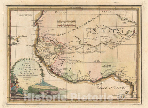 Historic Map : West Africa and The Gold Coast, Cassini, 1797, Vintage Wall Art