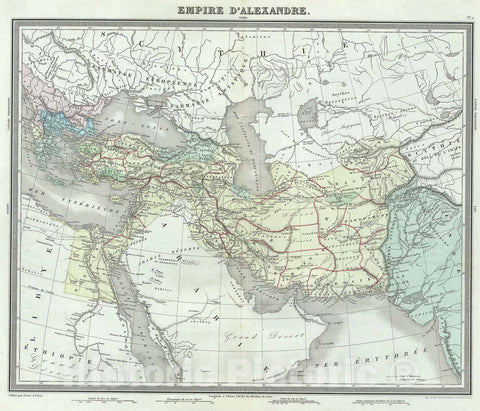 Historic Map : Asia Minor and Arabia "The Empire of Alexander The Great", Tardieu, 1874, Vintage Wall Art