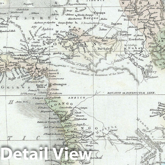 Historic Map : Africa, Black, 1851, Vintage Wall Art