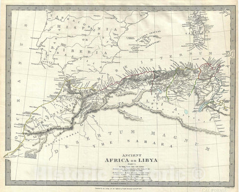 Historic Map : Ancient Libya, Barbary Coast, Northern Africa "Carthage", S.D.U.K., 1840, Vintage Wall Art