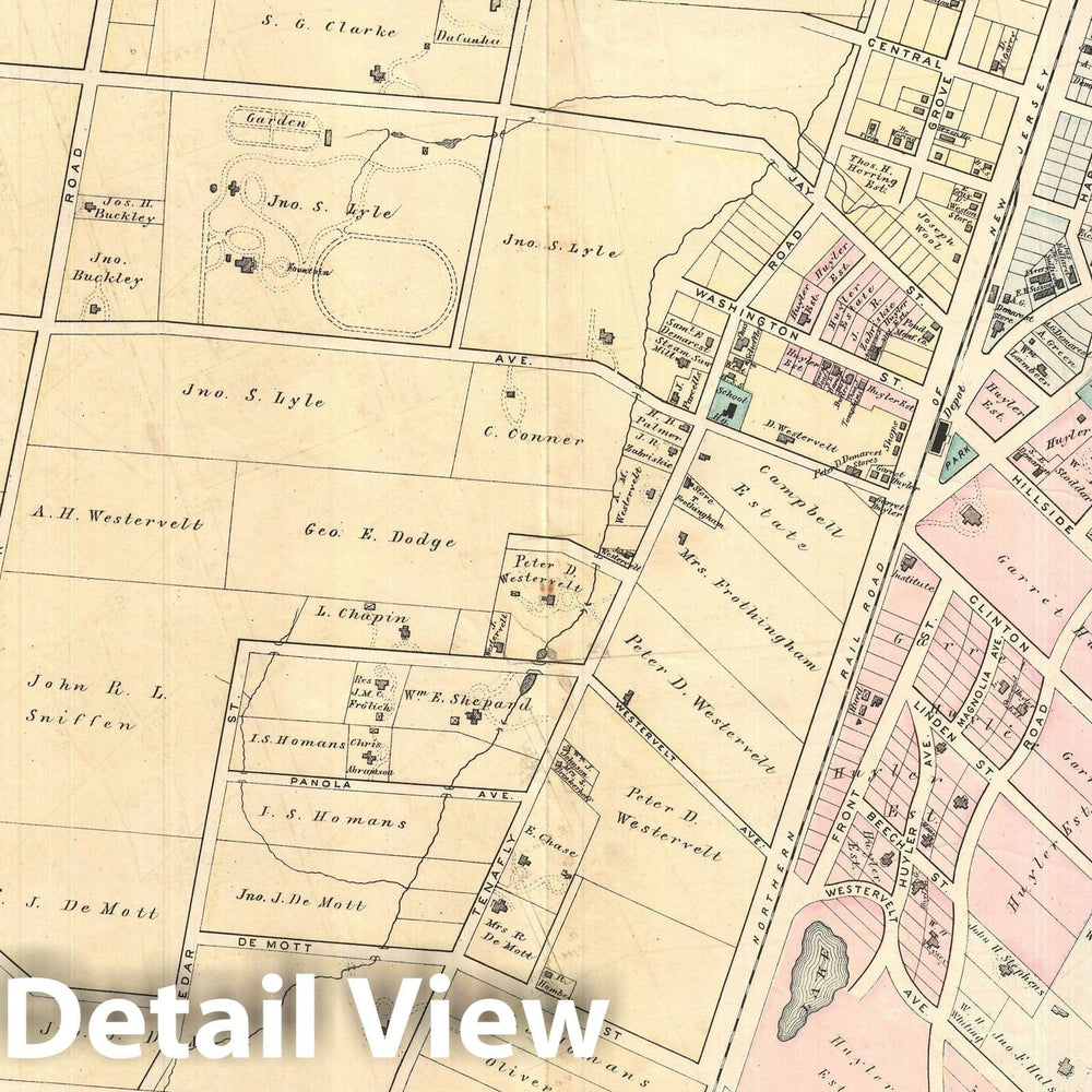 Historic Map : Tenafly in Palisade, New Jersey, Walker, 1876, Vintage Wall Art