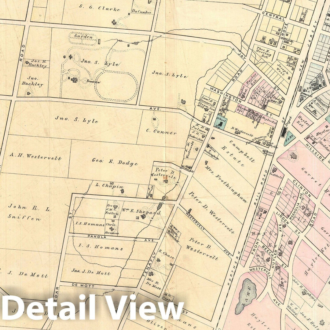 Historic Map : Tenafly in Palisade, New Jersey, Walker, 1876, Vintage Wall Art