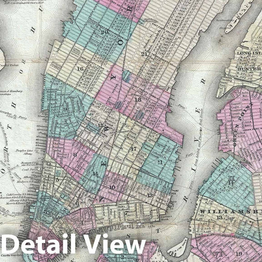 Historic Map : New York City and Brooklyn, Colton, 1867 v1, Vintage Wall Art