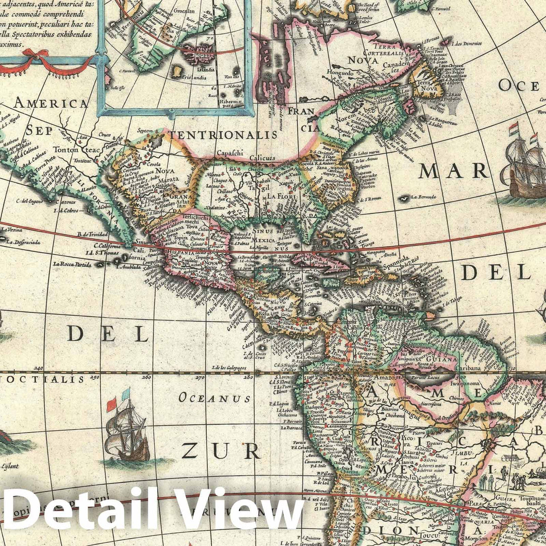 Historic Map : America, G. Blaeu, 1635, Vintage Wall Art