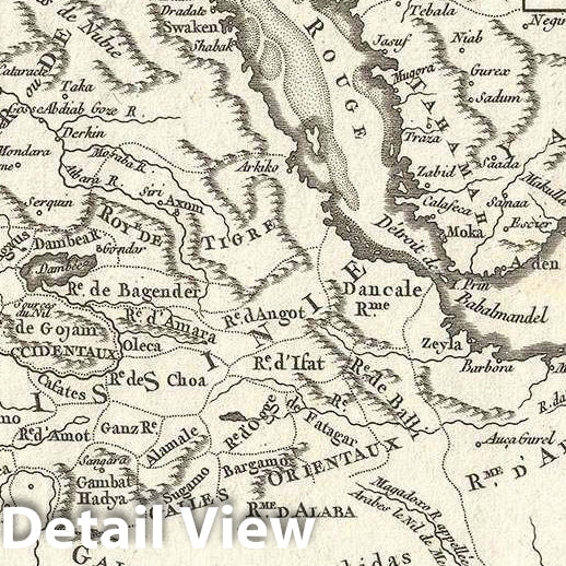 Historic Map : Abyssinia "Ethiopia", Sudan and The Red Sea, Vaugondy, 1749, Vintage Wall Art
