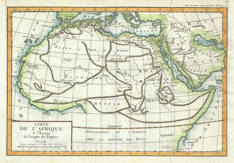 Historic Map : Africa during The Origin of Empires, Delisle de Sales, 1770, Vintage Wall Art