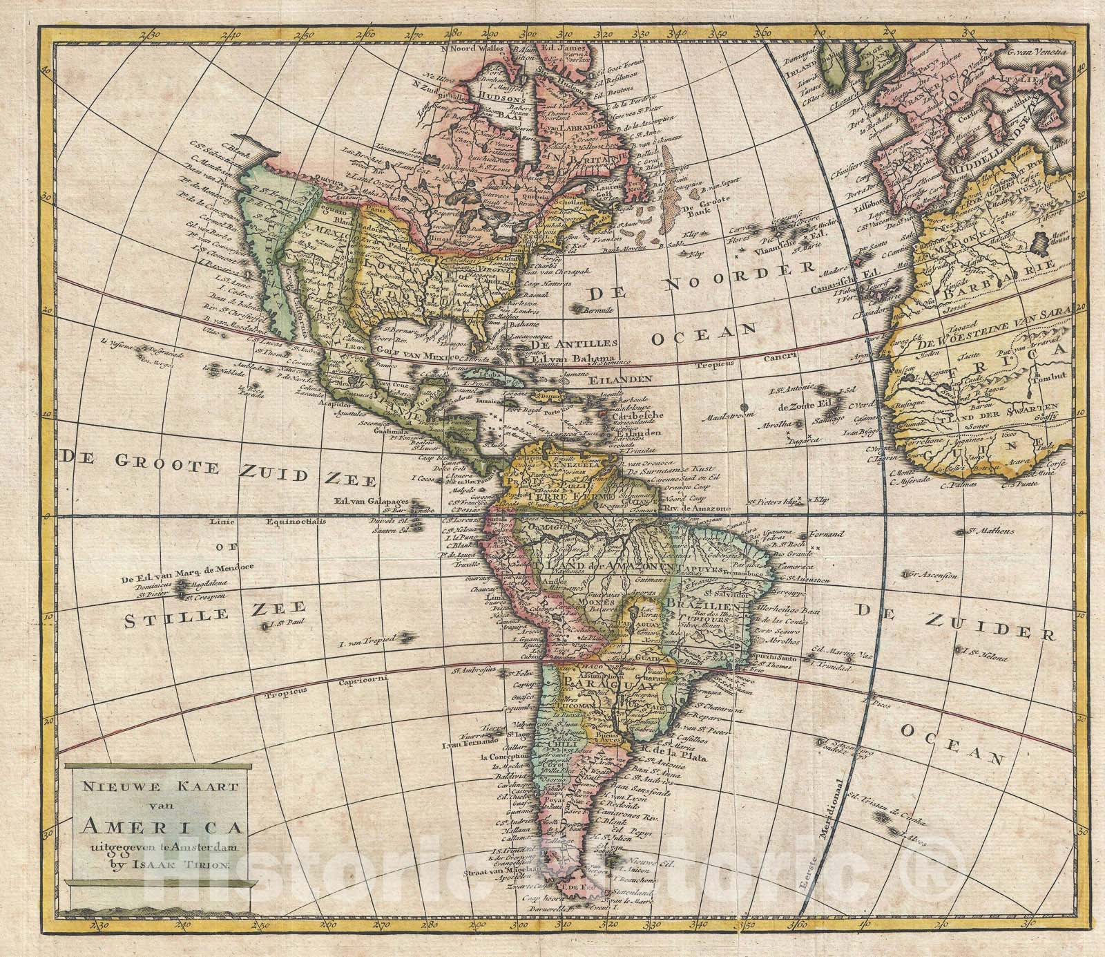 Historic Map : The Americas, Isaak Tirion, 1769, Vintage Wall Art