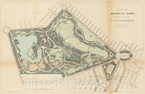 Historic Map : Plan of Prospect Park, Brooklyn, New York, Vaux and Olmstead, 1868, Vintage Wall Art