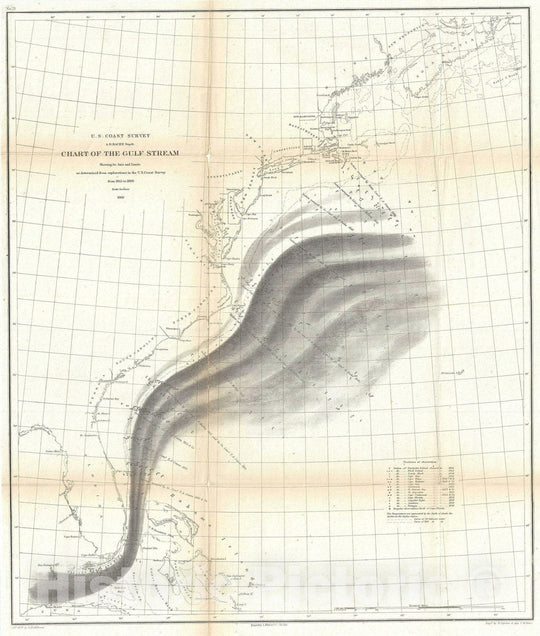 Historic Map : Nautical Chart Gulf Stream and The East Coast of The Un ...