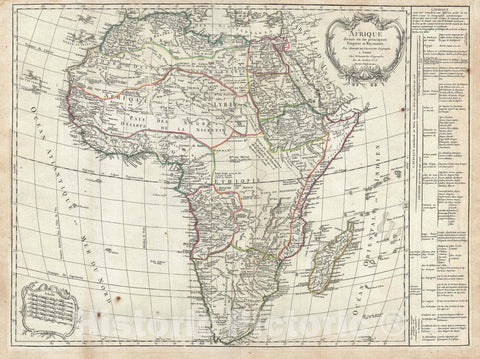 Historic Map : Africa, Vaugondy, 1784 v1, Vintage Wall Art