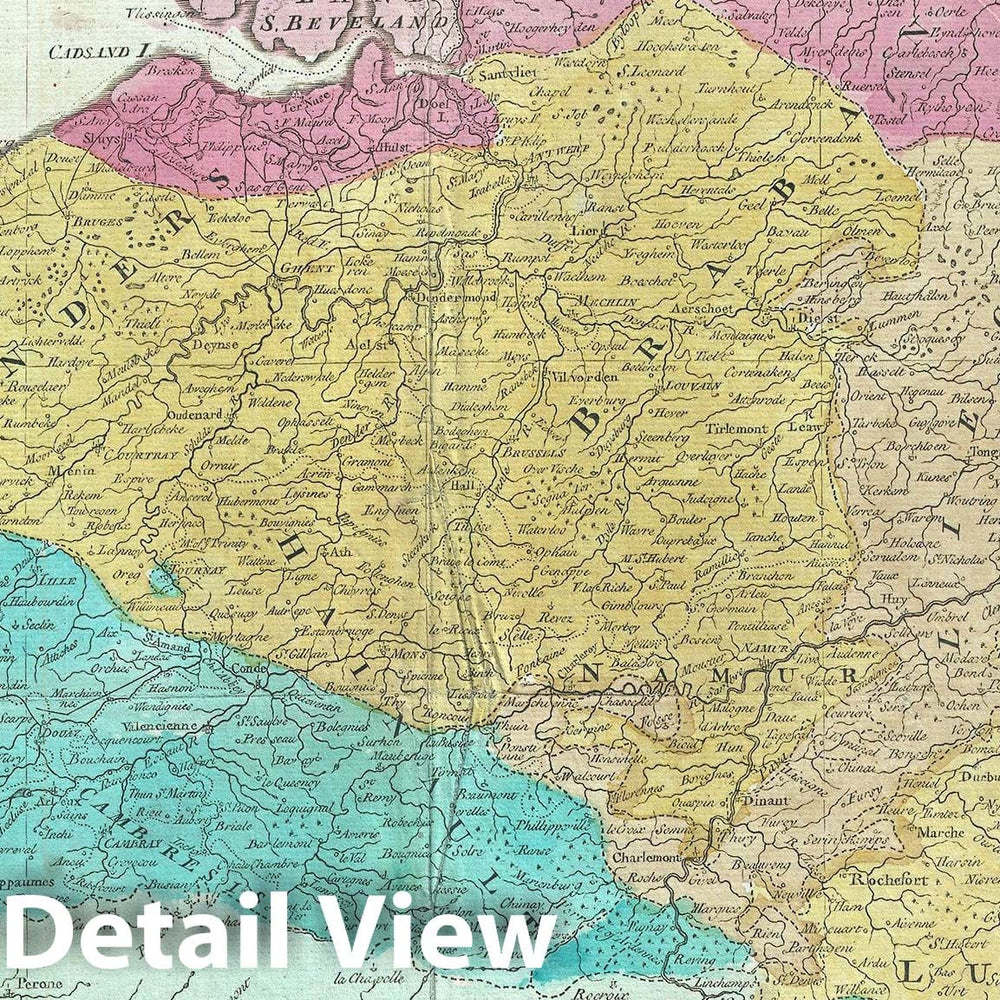 Historic Map : Flanders "Belgium, Holland and Luxemburg", Seale, 1760, Vintage Wall Art