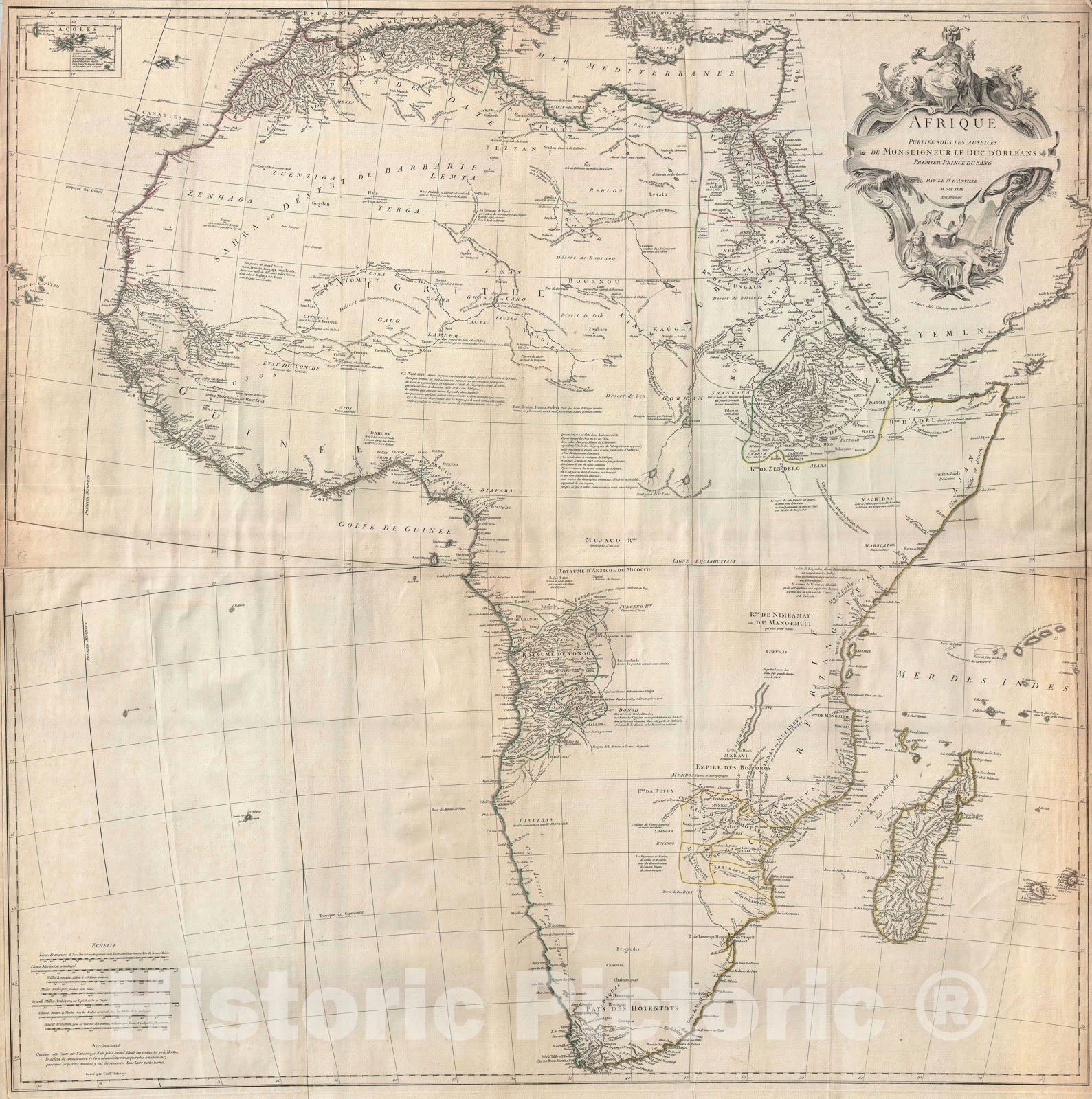 Historic Map : Africa "one of The most important 18th cntry maps of Africa", Anville, 1739, Vintage Wall Art