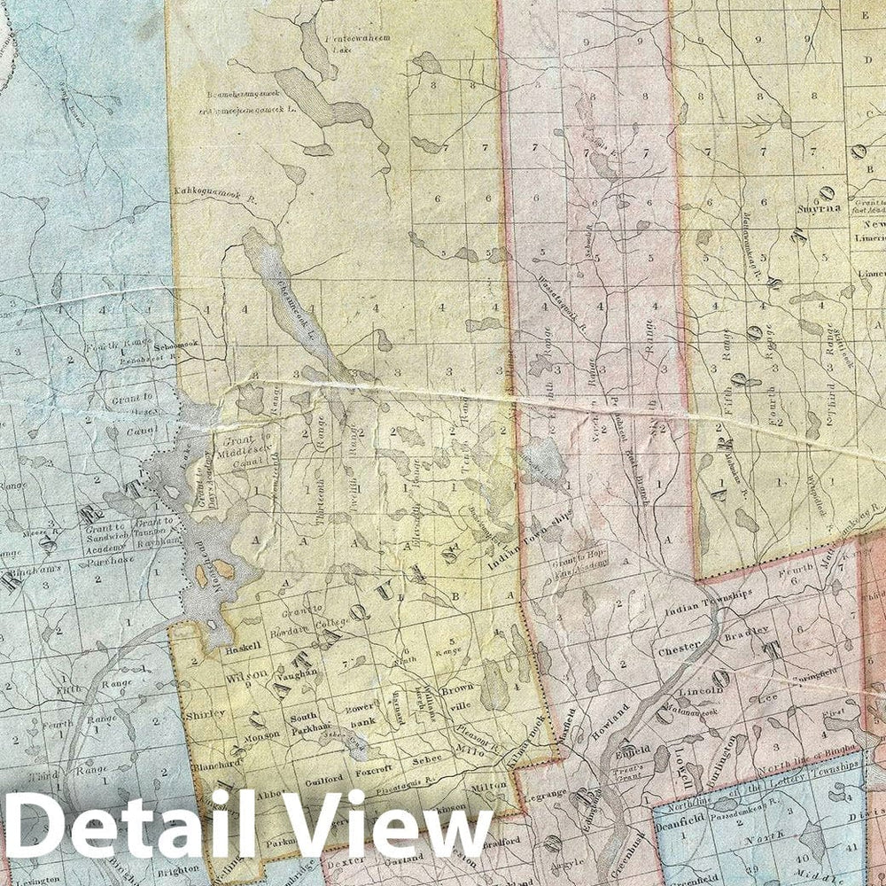 Historic Map : Maine "Post 1842 Webster Ashburton Treaty", Anson, 1843, Vintage Wall Art