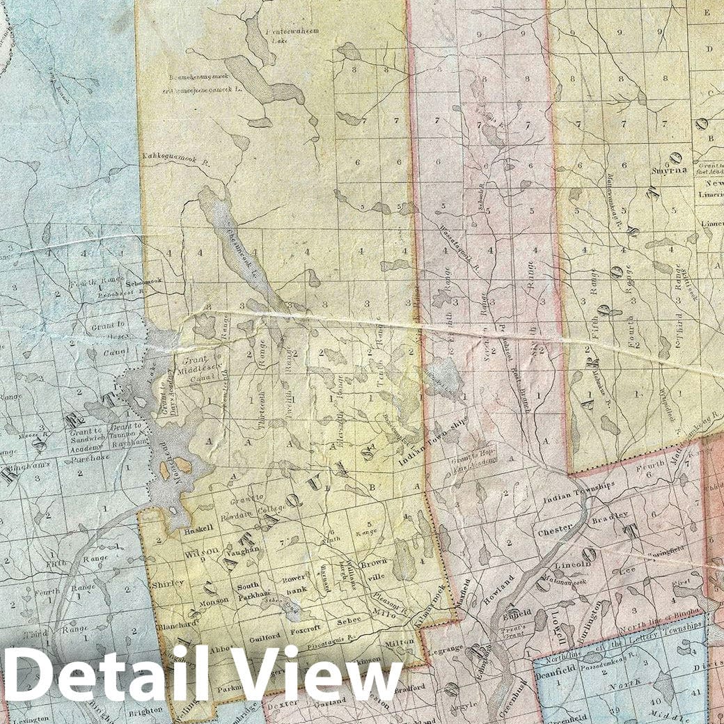 Historic Map : Maine "Post 1842 Webster Ashburton Treaty", Anson, 1843, Vintage Wall Art
