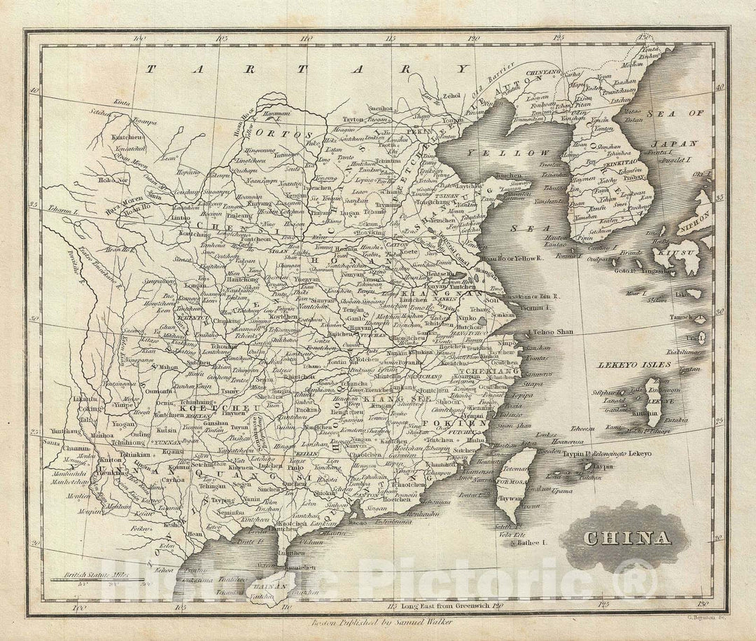 Historic Map : China "with Korea and Taiwan", Malte-Brun, 1828, Vintage Wall Art