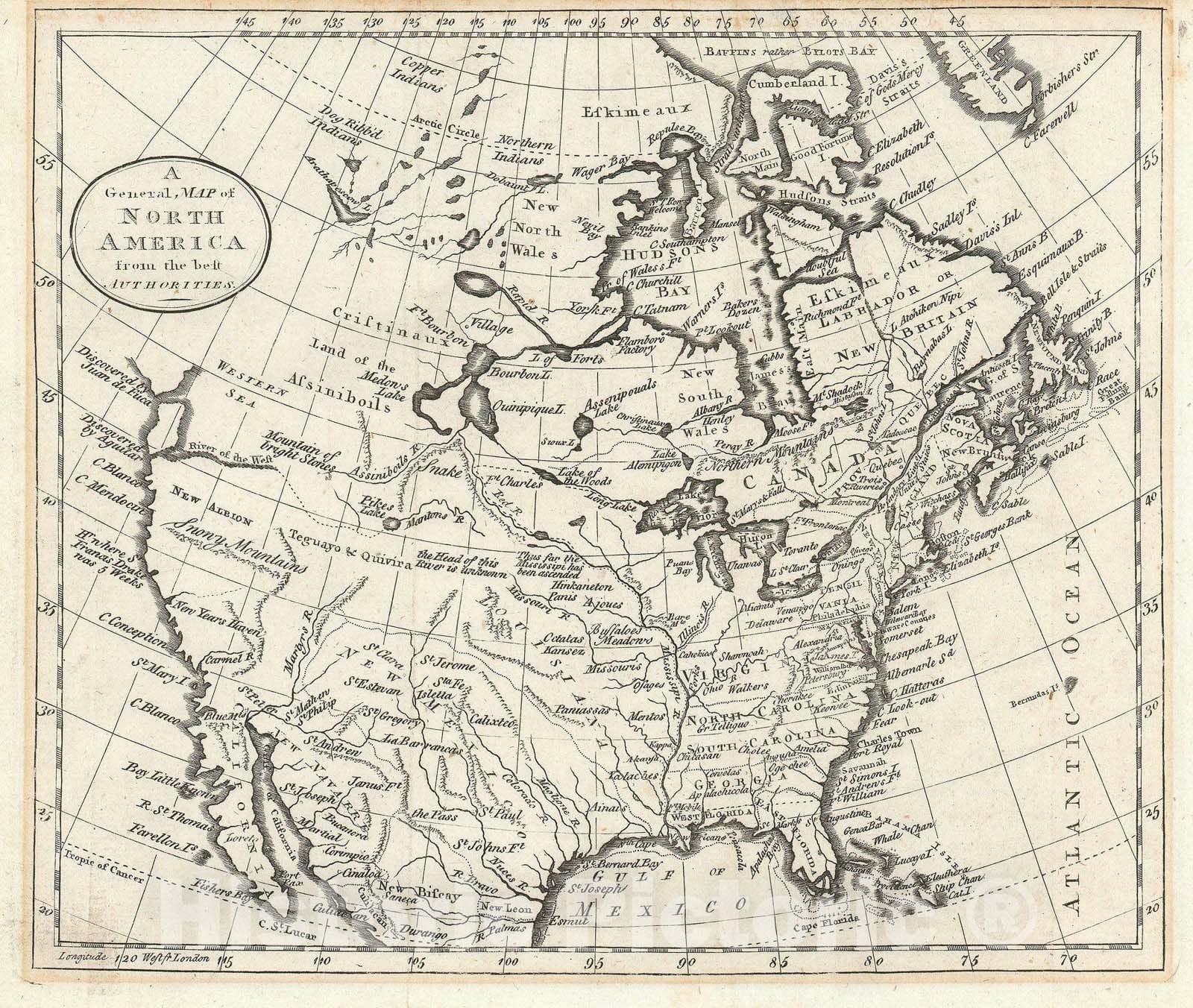Historic Map : North America, Guthrie, 1785, Vintage Wall Art