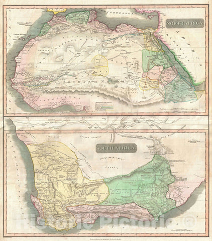 Historic Map : South Africa and North Africa, Thomson, 1815, Vintage Wall Art