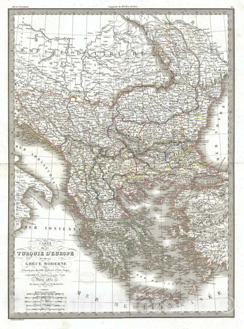 Historic Map : Greece and The Balkans, Lapie, 1832, Vintage Wall Art