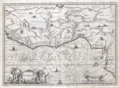 Historic Map : West Africa " Gold Coast, Slave Coast, Ivory Coast ", Ogilby, 1670, Vintage Wall Art