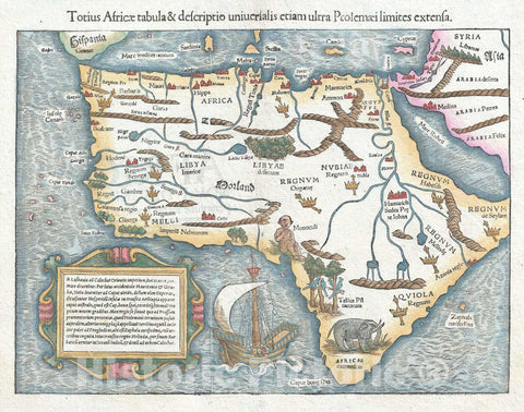 Historic Map : Africa, Munster, 1550, Vintage Wall Art