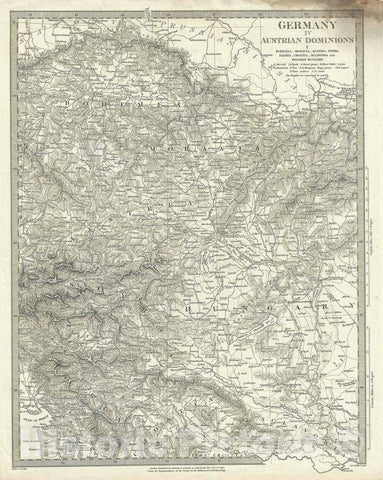 Historic Map : Czech Republic, Hungary, Austria and Croatia, S.D.U.K., 1832, Vintage Wall Art