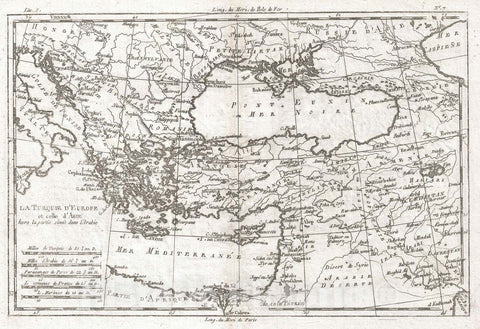Historic Map : Turkey in Europe and Asia, Raynal and Bonne, 1780, Vintage Wall Art