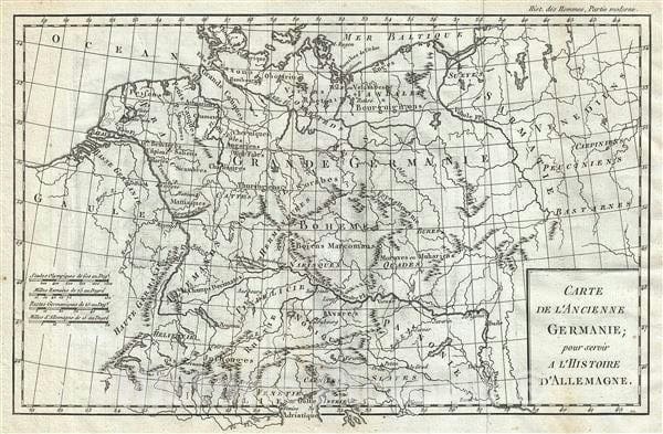 Historic Map : Ancient Germany, Delisle de Sales, 1782, Vintage Wall Art