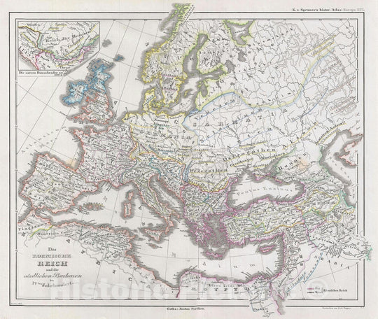 Historic Map : The Roman Empire, Spruner, 1854, Vintage Wall Art