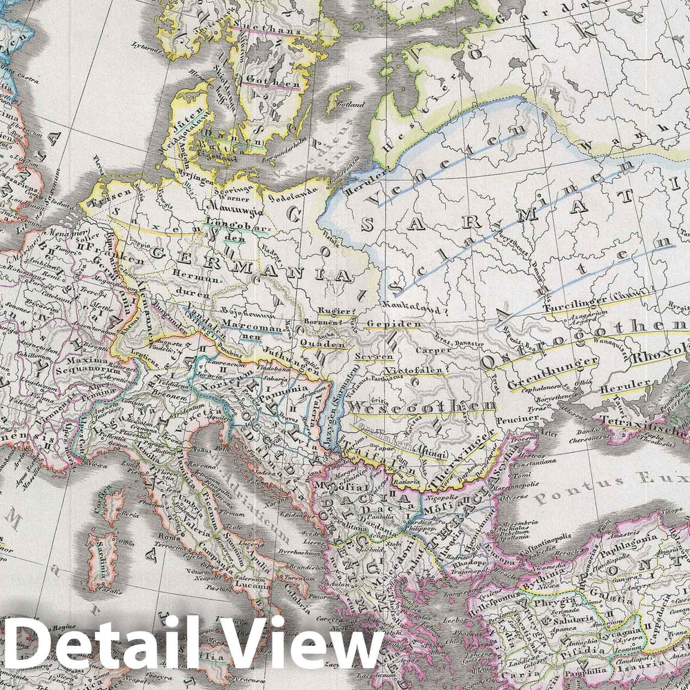 Historic Map : The Roman Empire, Spruner, 1854, Vintage Wall Art