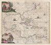 Historic Map : The West Indies and The North American Coast, First Edition De Wit, 1675, Vintage Wall Art