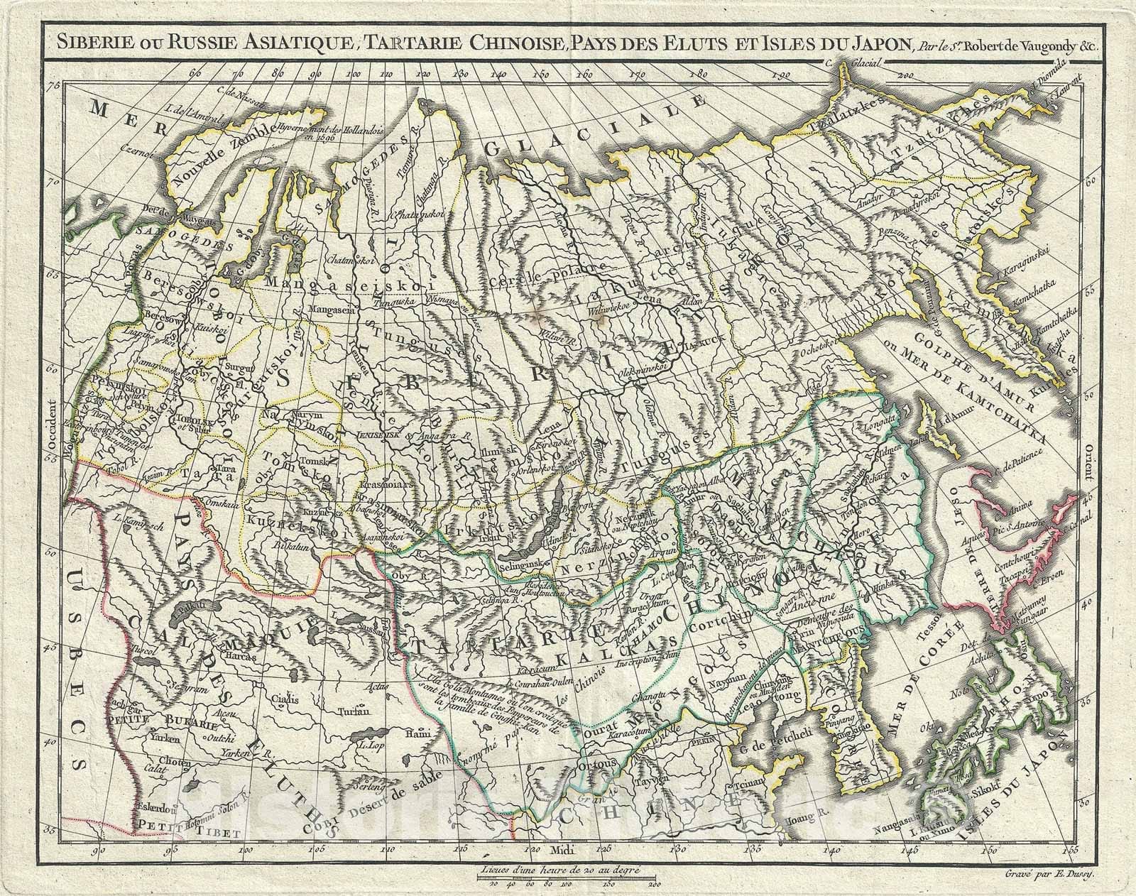 Historic Map : North Asia "Russia, Siberia, Tartary, China, Japan", Vaugondy, 1778, Vintage Wall Art