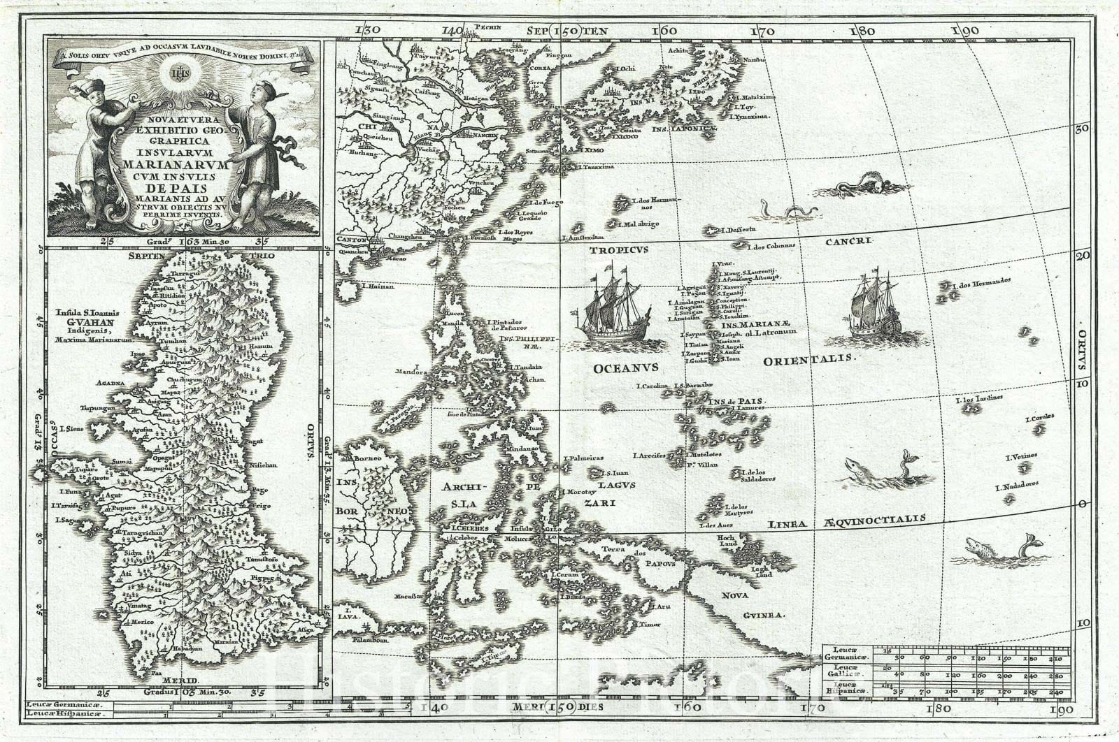 Historic Map : The Philippine Islands "Philippines" and Guam, Scherer, 1702, Vintage Wall Art