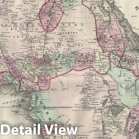 Historic Map : Africa, Johnson, 1866, Vintage Wall Art
