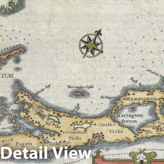Historic Map : Bermuda, Cloppenburg and Mercator, 1630, Vintage Wall Art