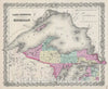 Historic Map : Northern Michigan and Lake Superior, Colton, 1856, Vintage Wall Art