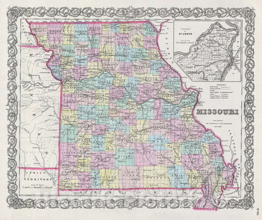 Historic Map : Missouri, Colton, 1856, Vintage Wall Art