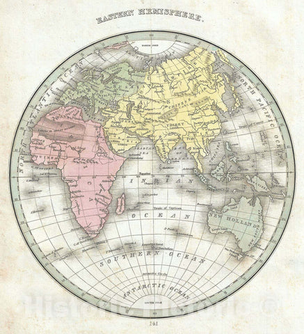Historic Map : The Eastern Hemisphere "Europe, Africa, Asia, Australia", BraArtd, 1835, Vintage Wall Art