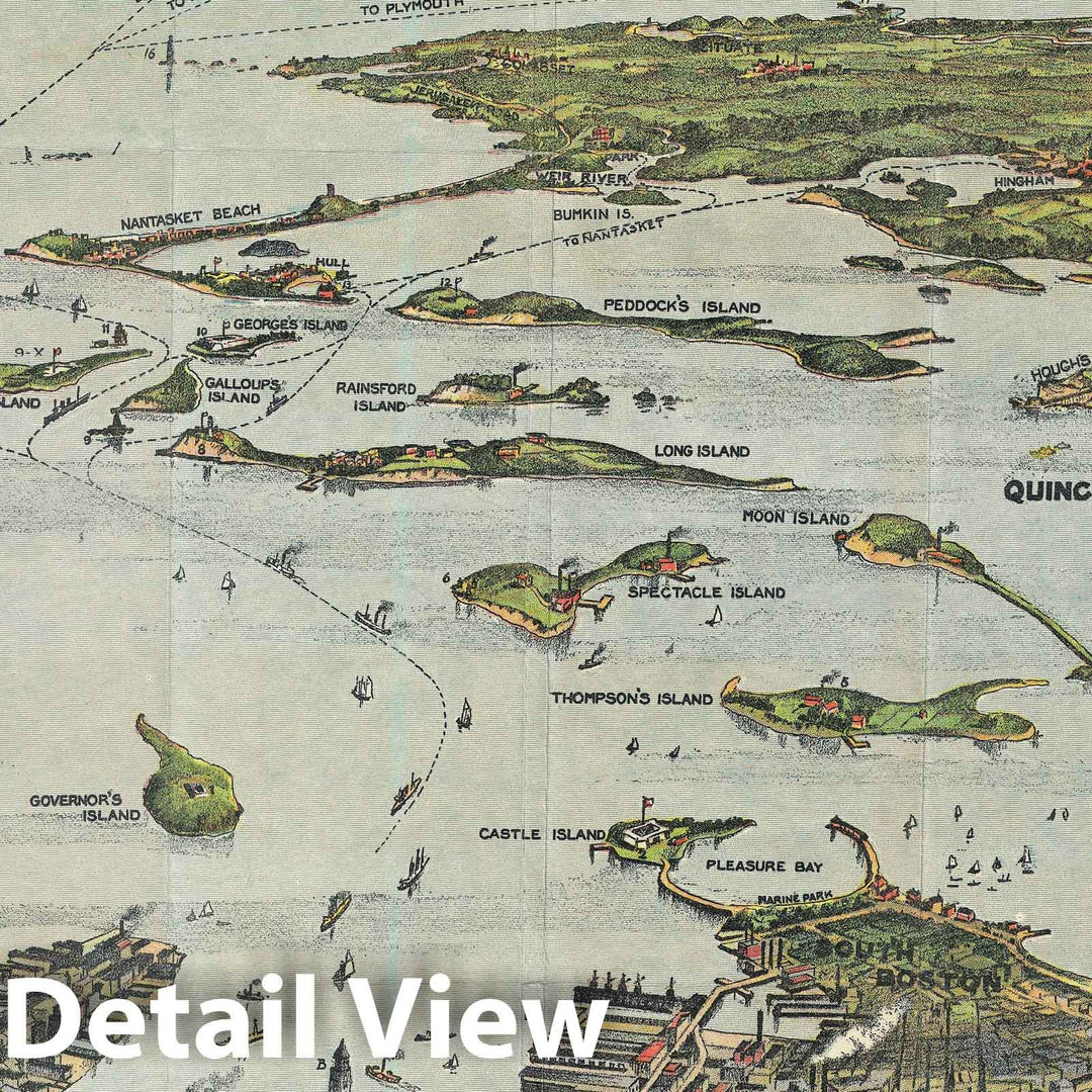 Historic Map : Boston Harbor and Cape Cod, Massachusetts, View, 1920, Vintage Wall Art